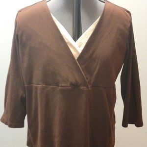 St. John's Bay V-Neck Blouse with Inlay